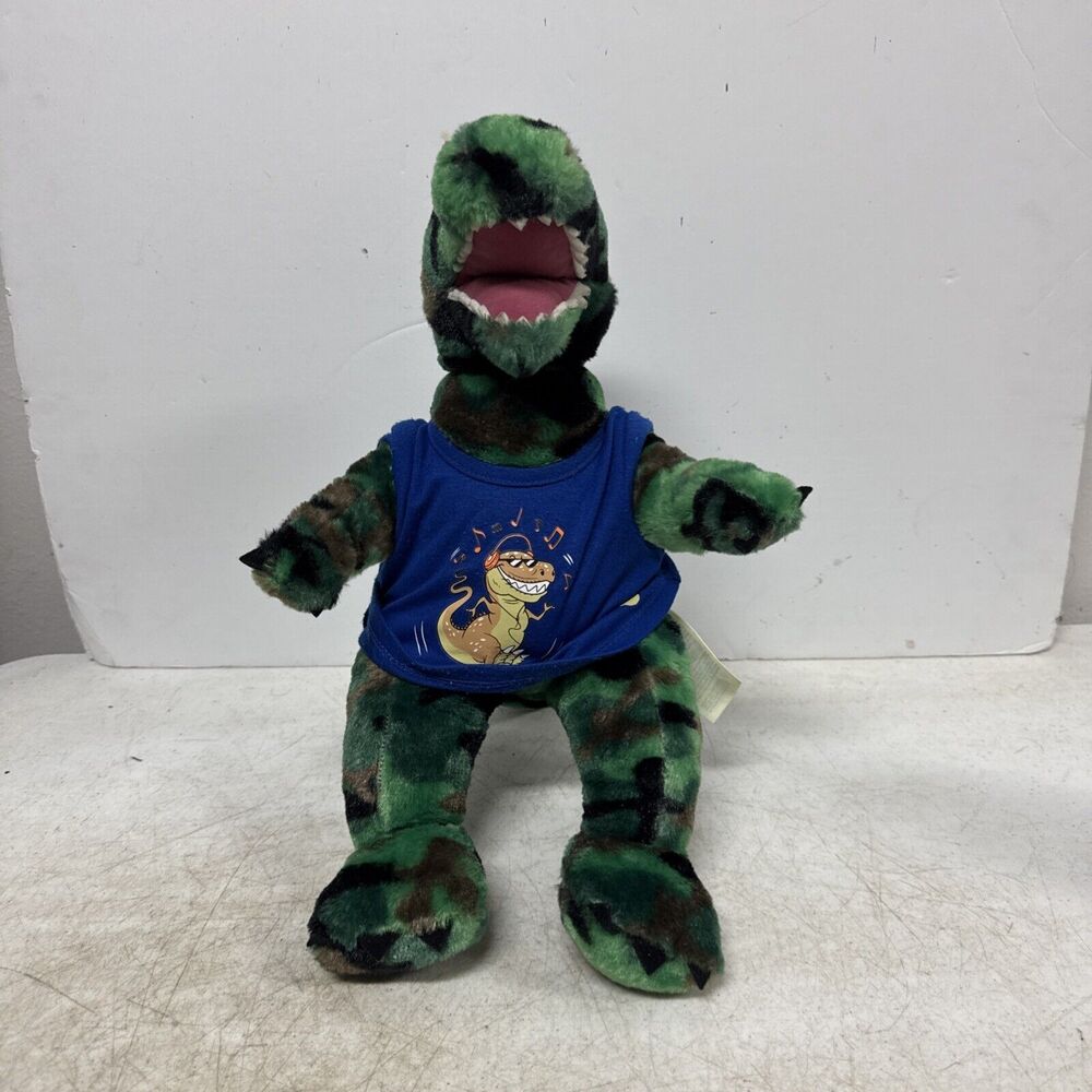 Build-A-Bear Dinosaur T-Rex Camo Camouflage 17" Plush w/shirt